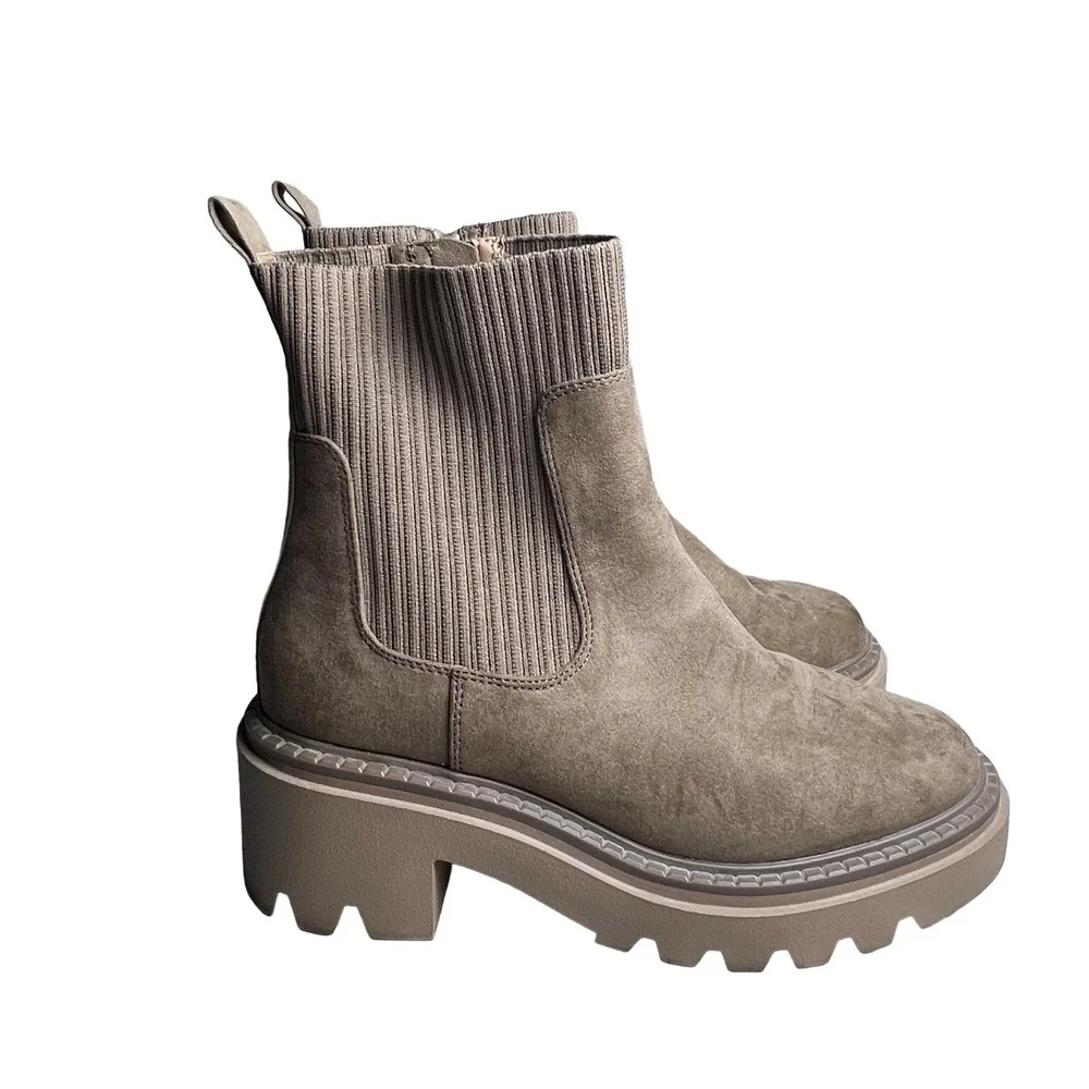 Target Universal Thread Taupe Sock Boots Chunky Platform Chelsea Size 10